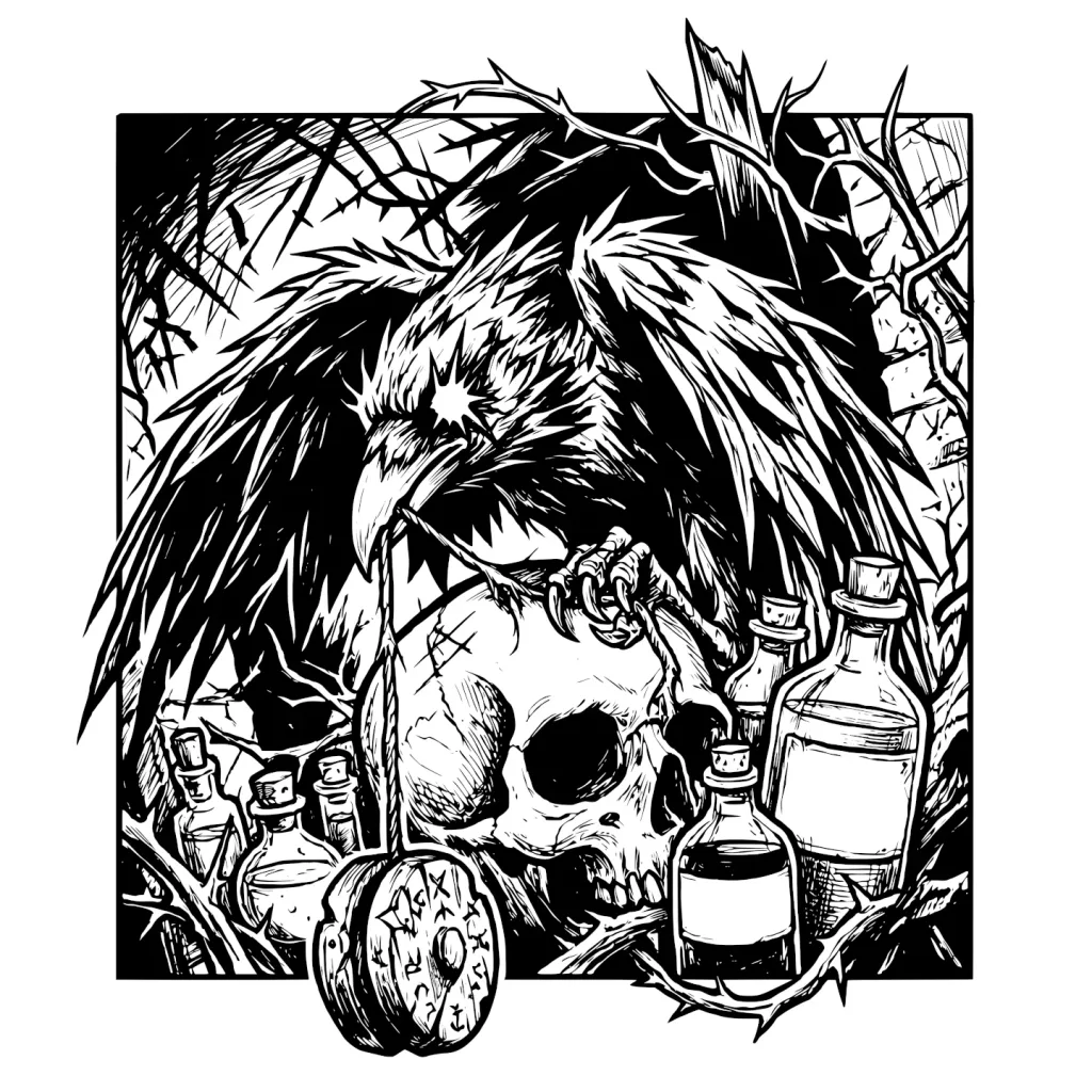 Raven & Skull Sticker